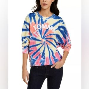 TOMMY HILFIGER French Terry Tye Dye Logo Sweatshirt Medium